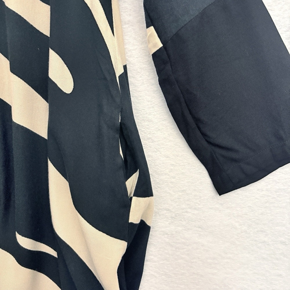 Bel Kazan Womens M Kimono Duster Extra Long Open Front Black Beige Boho Pockets - Picture 5 of 7